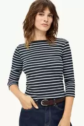 Langarmshirt - Slim Fit - gerippt - gestreift