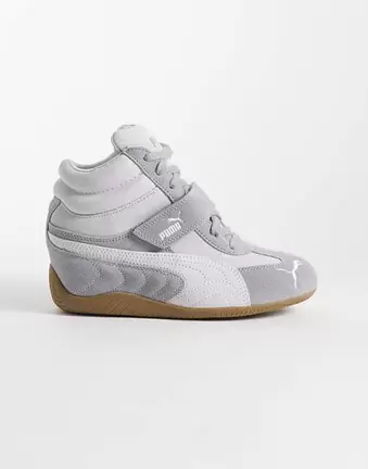Puma Speedcat Keilsneaker aus grauem und weißem Wildleder