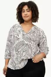 Bluse mit V-Ausschnitt - gemustert