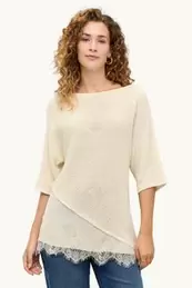 Strickpullover - kurzarm - gerippt