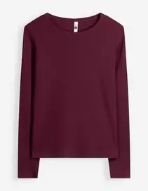 Langarmshirt - Feinripp - Lila