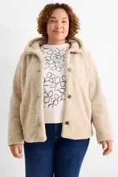 Teddy-Jacke mit Kapuze