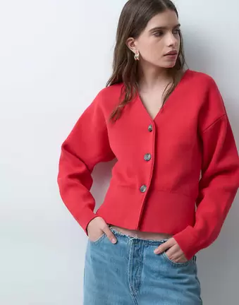 ASOS DESIGN – Oversize-Strickjacke in Rot