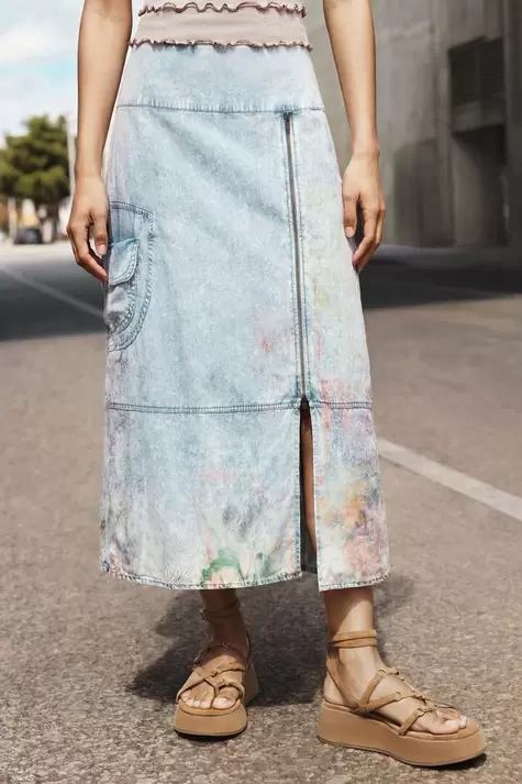 Midi-Jeansrock aus Lyocell
