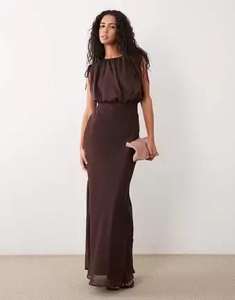 ASOS DESIGN Maxikleid mit Chiffon-Ballonoberteil