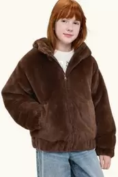 Kunstfell-Jacke mit Kapuze