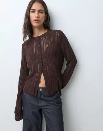 ASOS DESIGN langärmliger Strickpullover in Braun