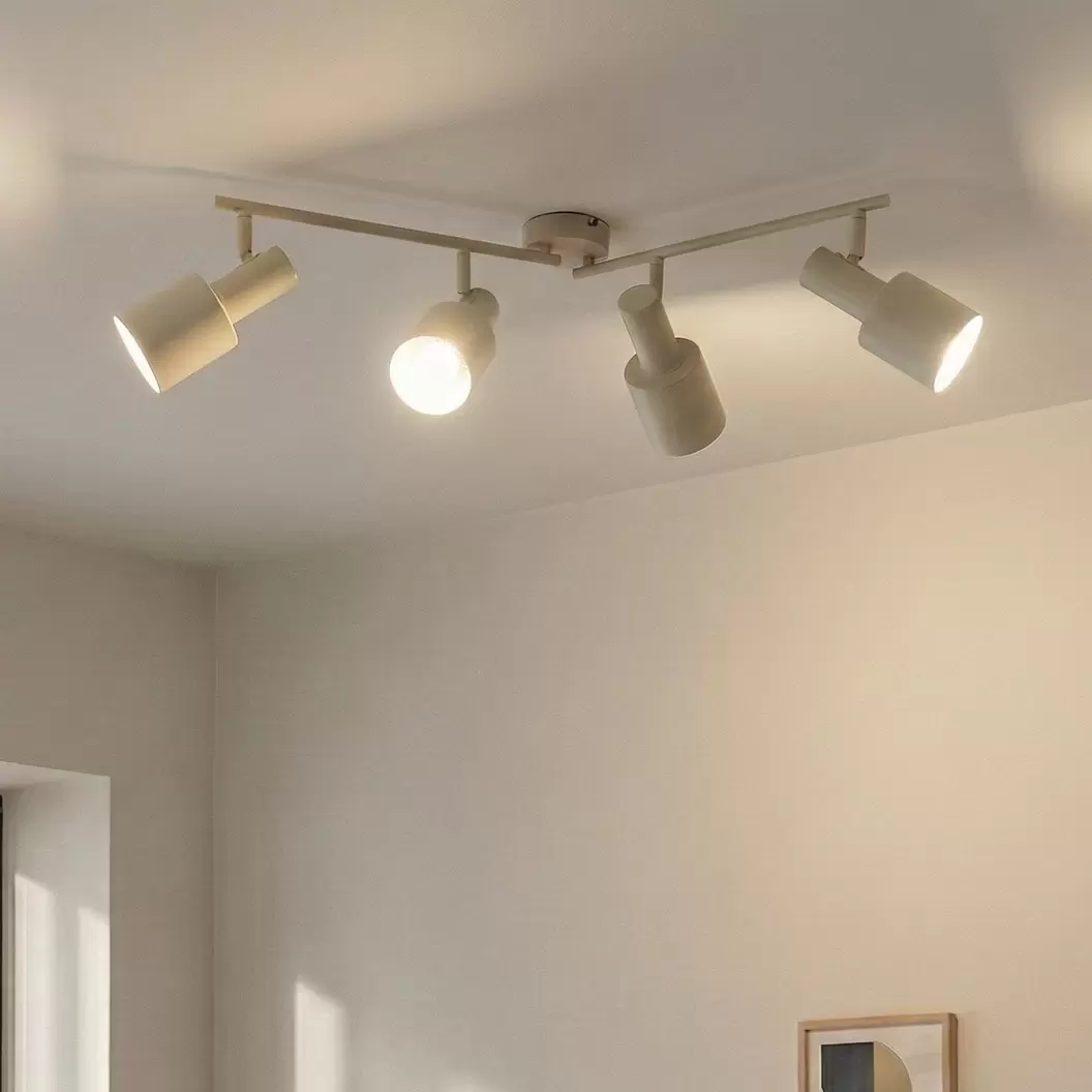 Lindby Deckenstrahler Ovelia, beige, 80 cm, 4-flammig, E27
