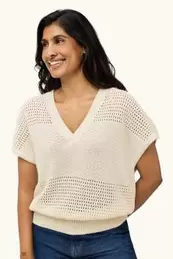 Strickpullover - kurzarm - strukturiert