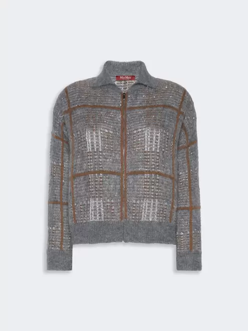 Cardigan aus Wolle, Mohair und Jacquard-Kaschmir