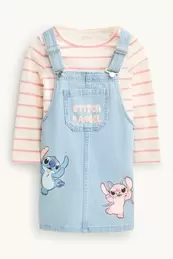 Lilo & Stitch - Set - Langarmshirt und Jeans-Latzkleid