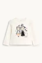 Halloween - Mädchen, Gespenst - Langarmshirt - Glanz-Effekt