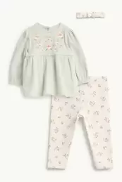 Blümchen - Baby-Outfit - 3 teilig