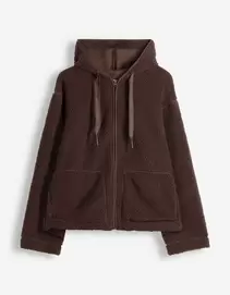 Sweatjacke - Teddyfell - Braun