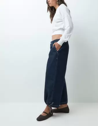 COLLUSION Longline-Culotte aus Rinse-Denim