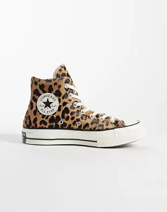 Converse Chuck 70 Hi Sneaker in Braun mit Leopardenmuster aus Ponyhaar