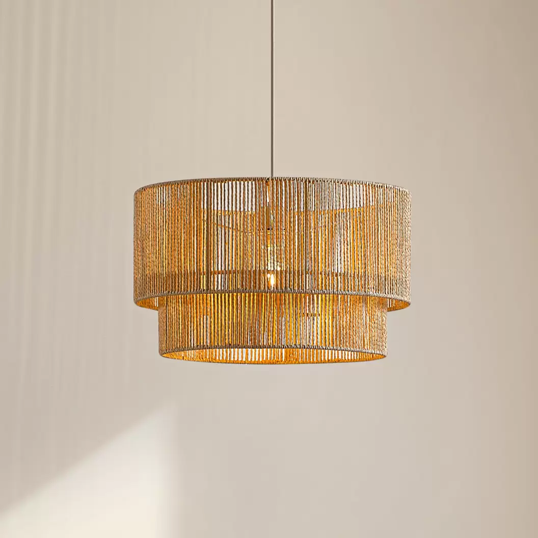 Lindby Hängeleuchte Anuva, Ø 45 cm, beige, Papier, E27