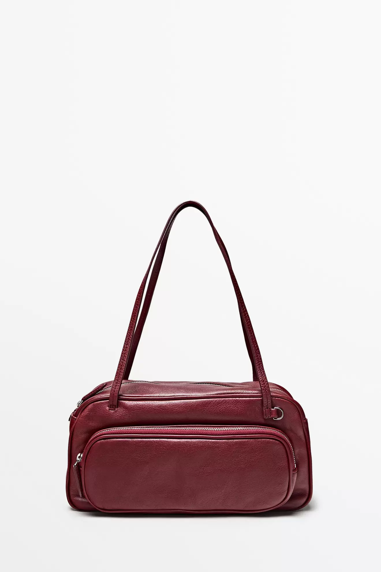 Mittelgroße Bowlingtasche aus Leder mit Nappaleder
