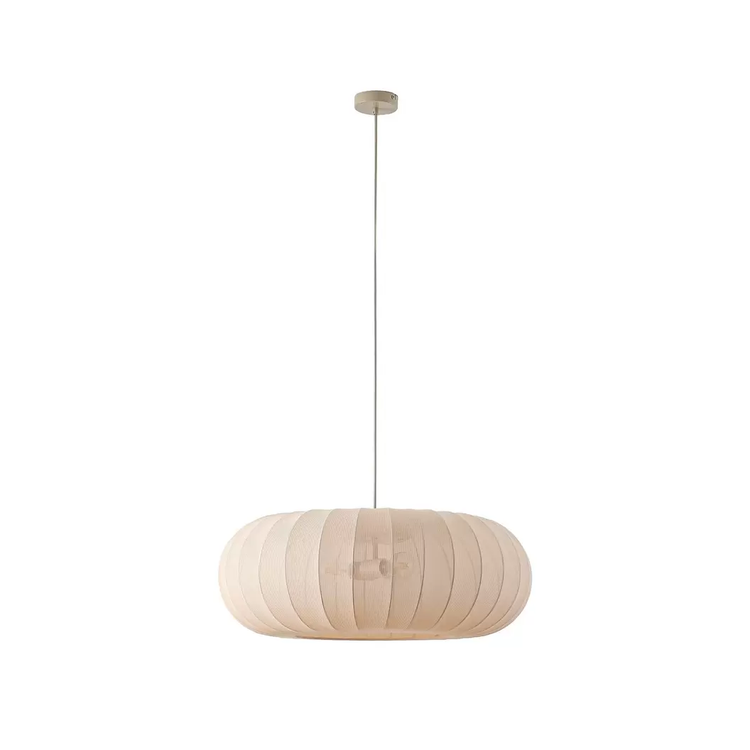 Lindby Hängeleuchte Helin, beige, Ø 70 cm, Textil, 3 x E27