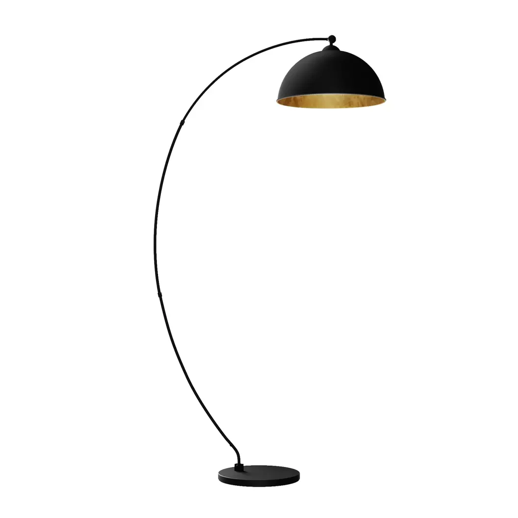 Lindby Bogenlampe Jonera, schwarz, Metall, E27, Höhe 185cm