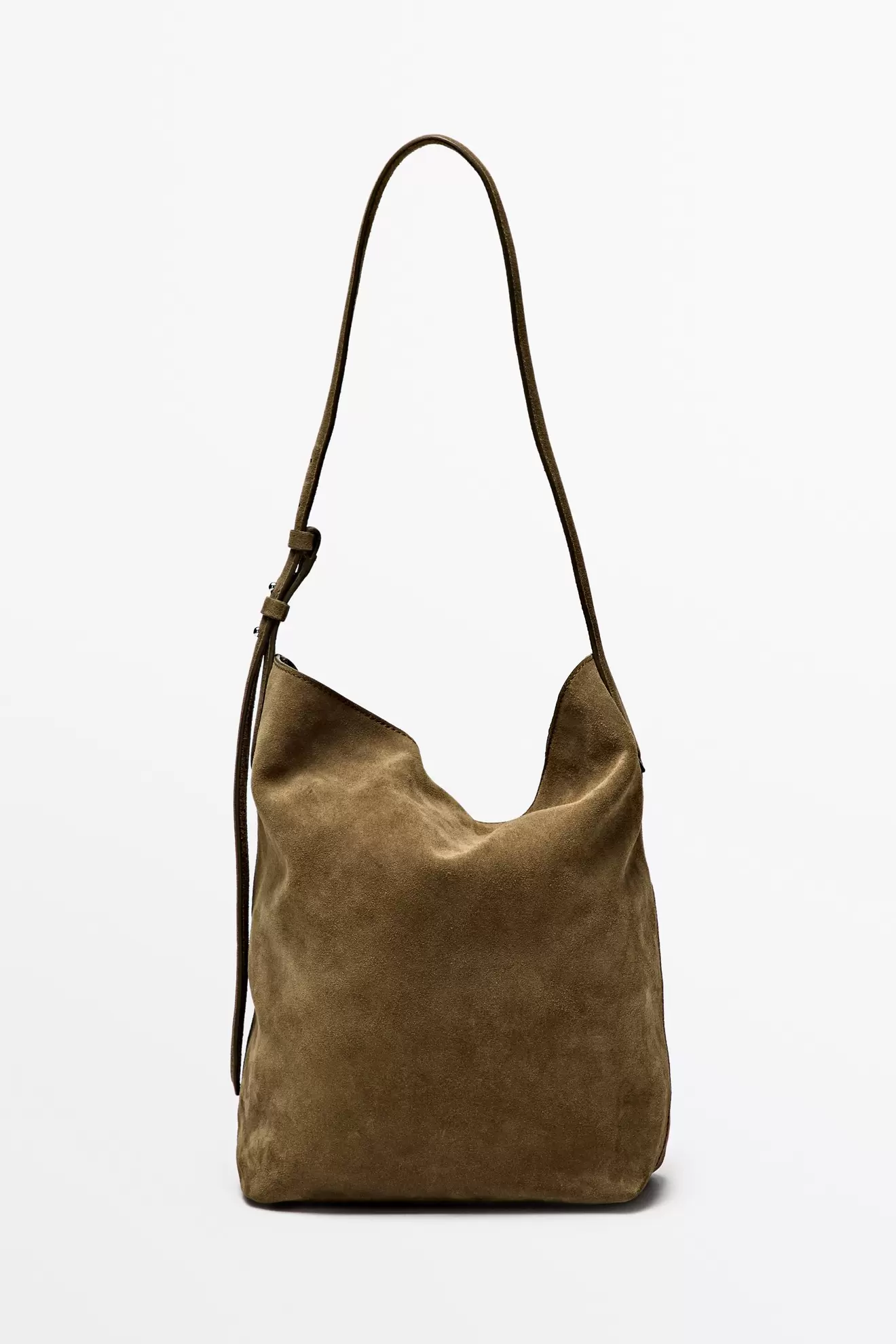 Bucket-Tasche aus Rauleder in Used-Optik