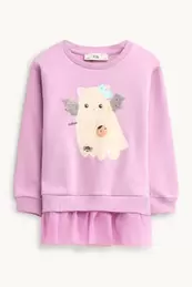 Halloween - Katze und Gespenst - Sweatshirt - Glanz-Effekt