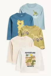 Multipack 5er - Dino, Motorrad und Tiger - Langarmshirt