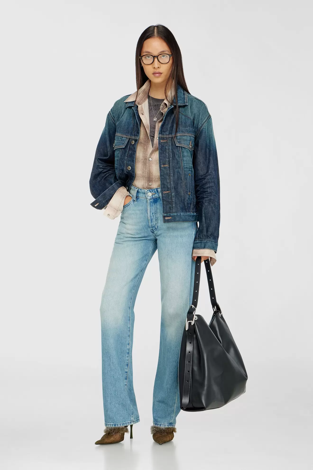 D-Line-Leder Hobo-Tasche