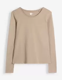 Langarmshirt - Baumwolle - Braun