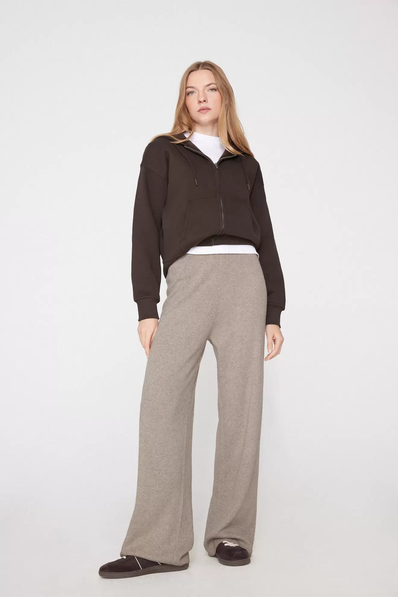 Lange gerade Hose mit Wolle