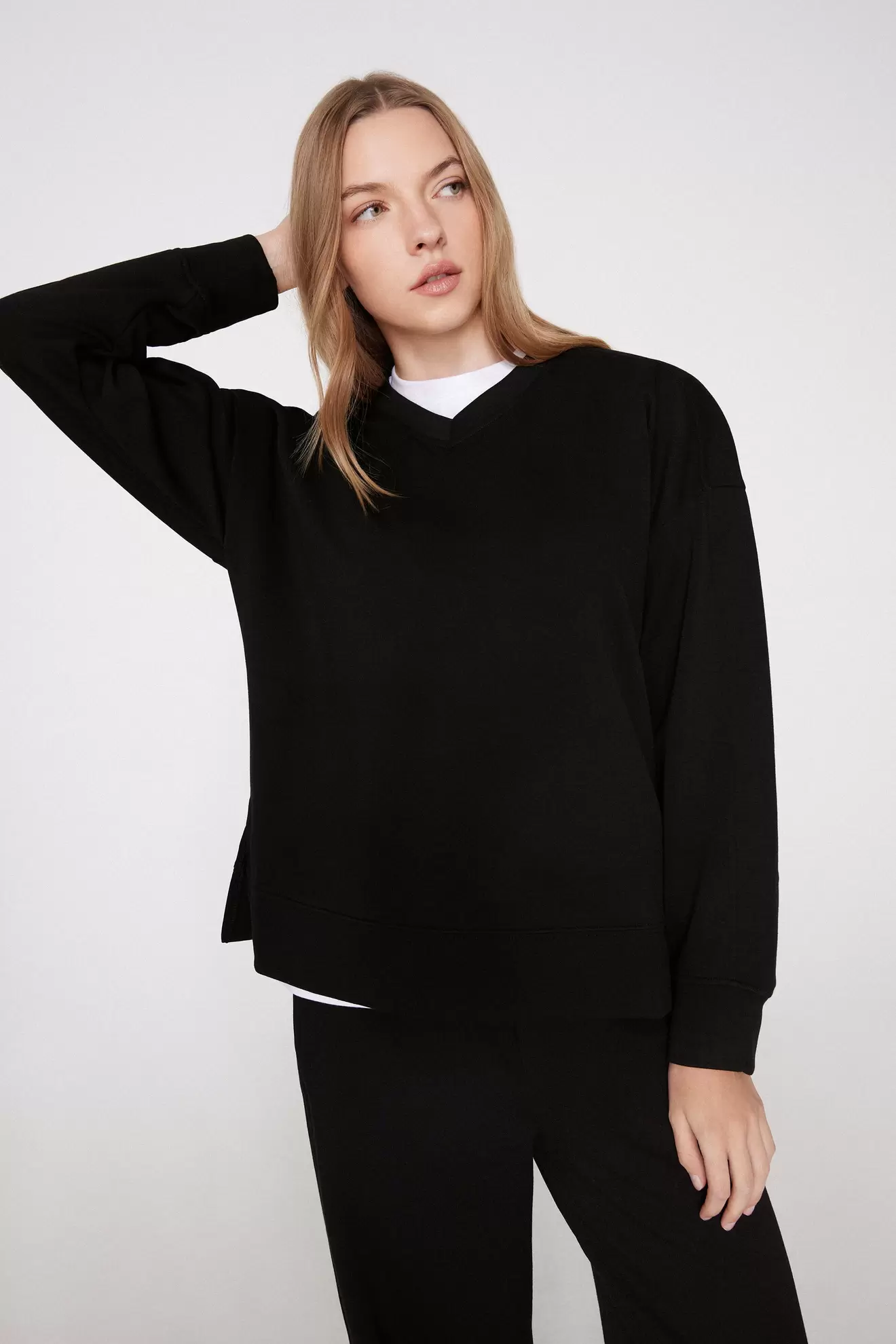 Pullover/Sweatshirt mit Mini-V-Ausschnitt Therm Touch