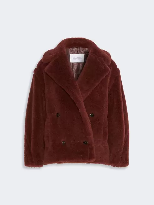 Alpaca and wool Teddy fabric cropped biker jacket