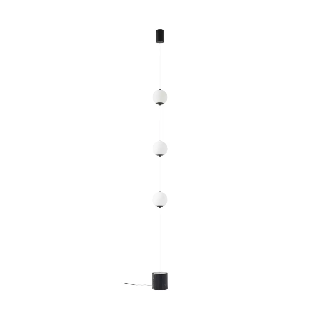 Lucande LED-Stehleuchte Darrow, schwarz/opal, Glas, dimmbar