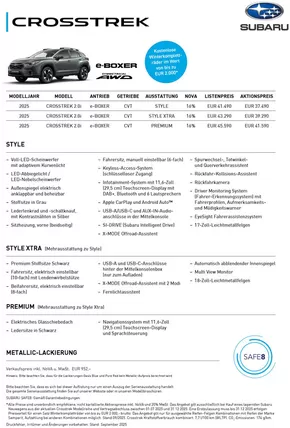 Subaru Katalog in Linz | SUB Preisblatt CROSSTREK M25 Q42025 | 2025-10-08T00:00:00.000Z - 2025-10-22T00:00:00.000Z