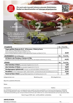 Interspar Restaurant Katalog in Graz | partyservice bestellblatt | 2025-10-10T00:00:00.000Z - 2025-10-24T00:00:00.000Z