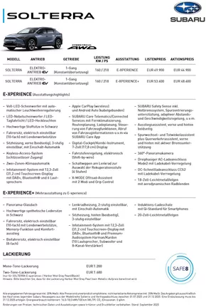 Subaru Katalog in Freistadt | SUB Preisblatt SOLTERRA M24 Q42025 | 2025-10-20T00:00:00.000Z - 2025-11-03T00:00:00.000Z