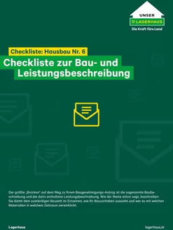 Lagerhaus Katalog in Schwaz | Folder checkliste 6 hausbau bau und leistungsbeschreibung | 2025-12-11T00:00:00.000Z - 2025-12-25T00:00:00.000Z