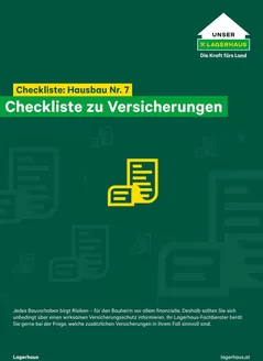 Lagerhaus Katalog in Güssing | Folder checkliste 7 hausbau versicherungen | 2026-09-03T00:00:00.000Z - 2026-09-17T00:00:00.000Z