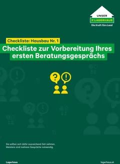 Lagerhaus Katalog in Fusch an der Großglocknerstraße | Folder checkliste 1 hausbau erstgesprach | 2026-09-03T00:00:00.000Z - 2026-09-17T00:00:00.000Z