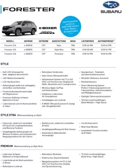 Subaru Katalog | SUB FOR Preisblatt 2026 09 A4 Aktionspreis Listenpreis v1 Ansicht | 2026-09-08T00:00:00.000Z - 2026-09-22T00:00:00.000Z