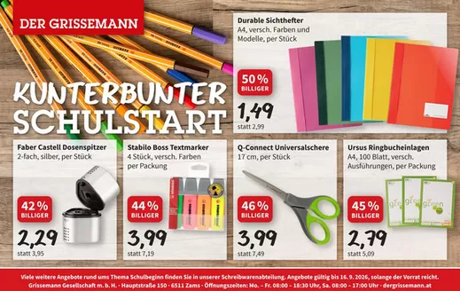 Der Grissemann Flugblatt in Waldzell | Unsere besten Angebote für Sie | 2026-09-09T00:00:00.000Z - 2026-09-16T00:00:00.000Z