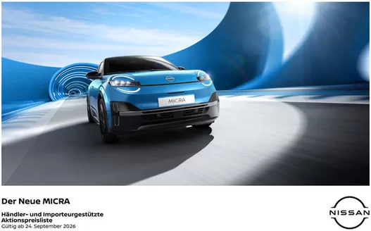 Nissan Flugblatt in Großschönau | Micra preisliste | 2026-09-15T00:00:00.000Z - 2026-09-29T00:00:00.000Z