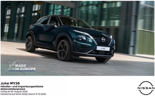 Nissan Flugblatt in Salzburg | Juke preisliste | 2026-09-15T00:00:00.000Z - 2026-09-29T00:00:00.000Z