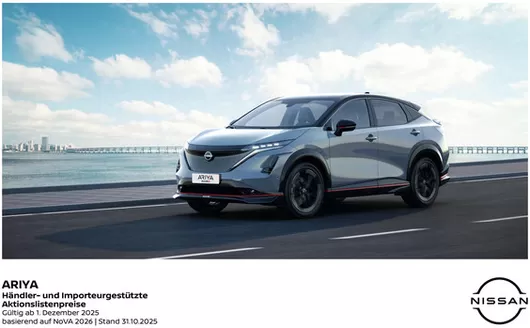 Nissan Flugblatt in Salzburg | Ariya preisliste | 2026-09-15T00:00:00.000Z - 2026-09-29T00:00:00.000Z