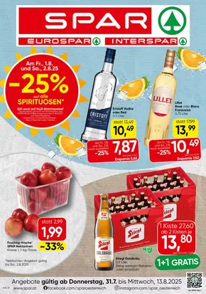 Spar Katalog in Laakirchen | Spar flugblatt | 2025-07-31T00:00:00.000Z - 2025-08-13T00:00:00.000Z
