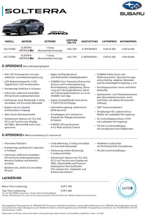 Subaru Katalog in Rohrbach an der Lafnitz | SUB Preisblatt SOL 2025 07 online | 2025-09-18T00:00:00.000Z - 2025-10-02T00:00:00.000Z