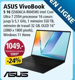 Asus - VivoBook S 16 (S5606CA-RI045W) Intel Core Ultra 7 255H