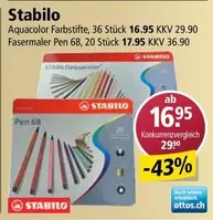 Aquacolor Farbstifte, Fasermaler Pen 68