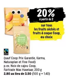 fruits séchés et fruits à coque