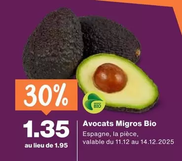 Avocats Migros Bio